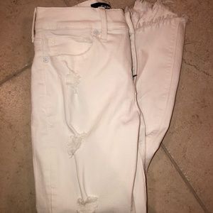 NEW Express White Ankle Jegging Mid Rise Destroyed